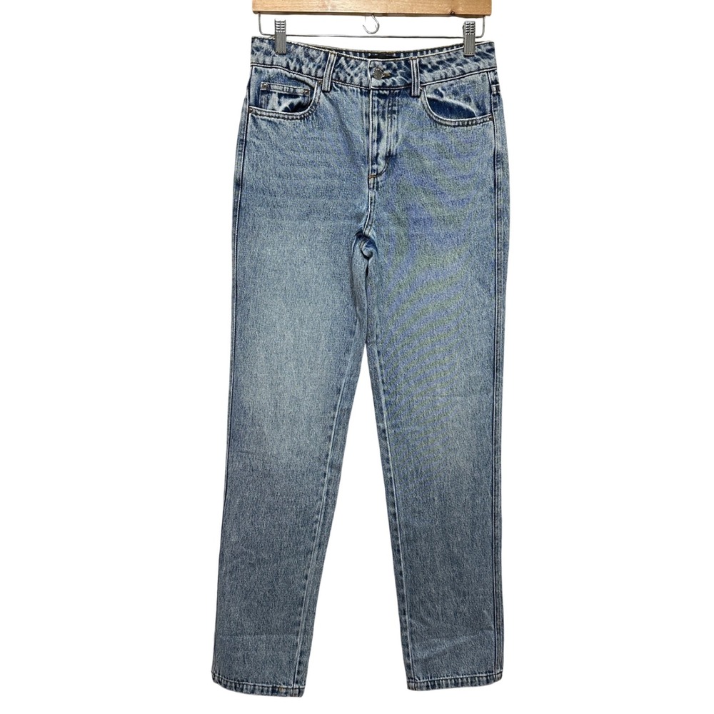 RETROFETE Straight Leg Jeans Womens 28* Long Blue Denim Button Fly Mid Rise